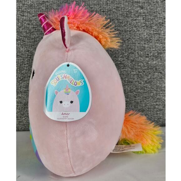 SQUISHMALLOWS ORIGINAL AMOR UNISEX PINK RAINBOW UNICORN PLUSH TOY ONE SIZE 2021 - Picture 4 of 10